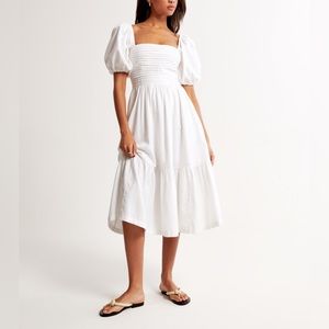 Abercrombie Emerson Poplin Puff Sleeve Midi Dress